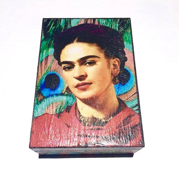 Caja de Madera Grande Decorada Artesanal Frida