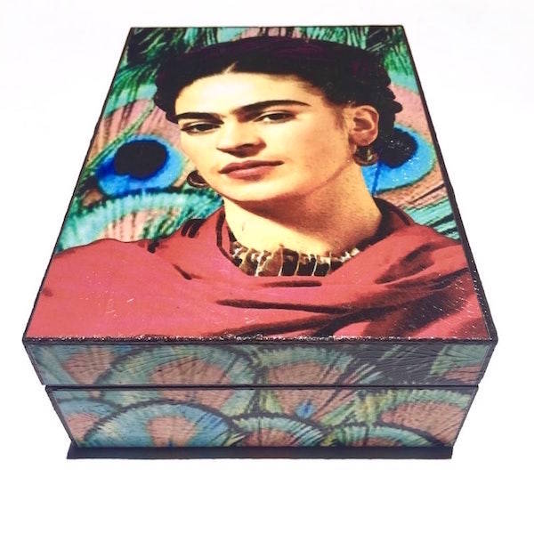 Caja de Madera Grande Decorada Artesanal Frida